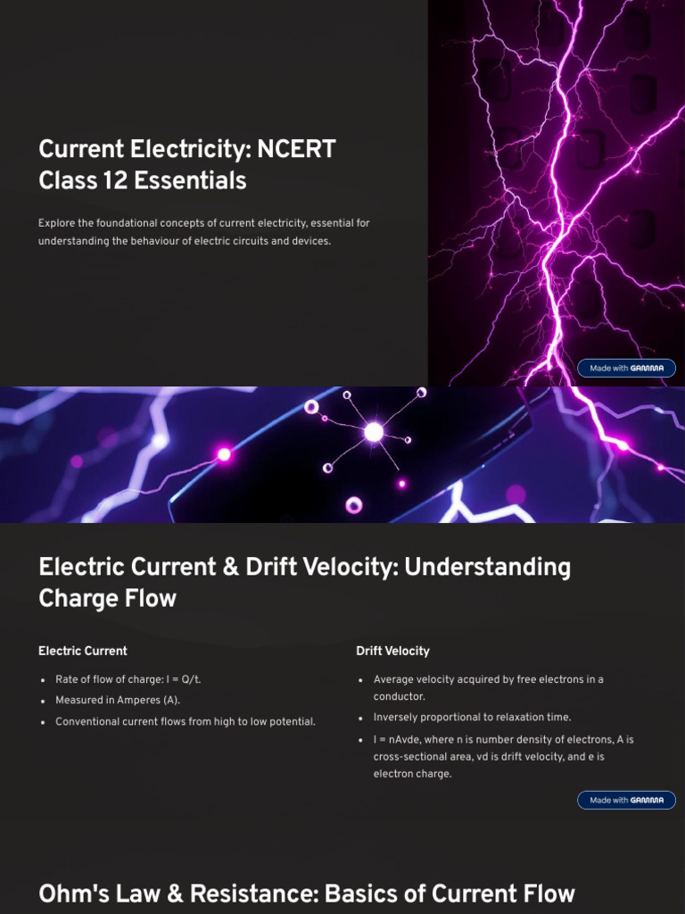 NCERT Class 12 Current Electricity Guide | PDF | Electrical Resistivity ...