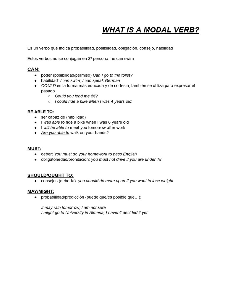 Understanding Modal Verbs Explained | PDF