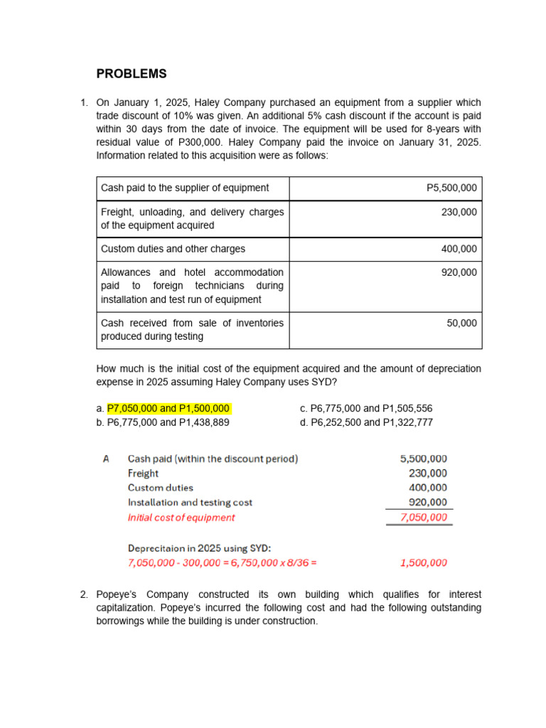 Equipment and Construction Cost Analysis | PDF | Expense | Interest