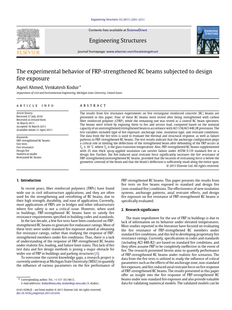 FRP-Strengthened RC Beams Fire Resistance | PDF | Fibre Reinforced ...