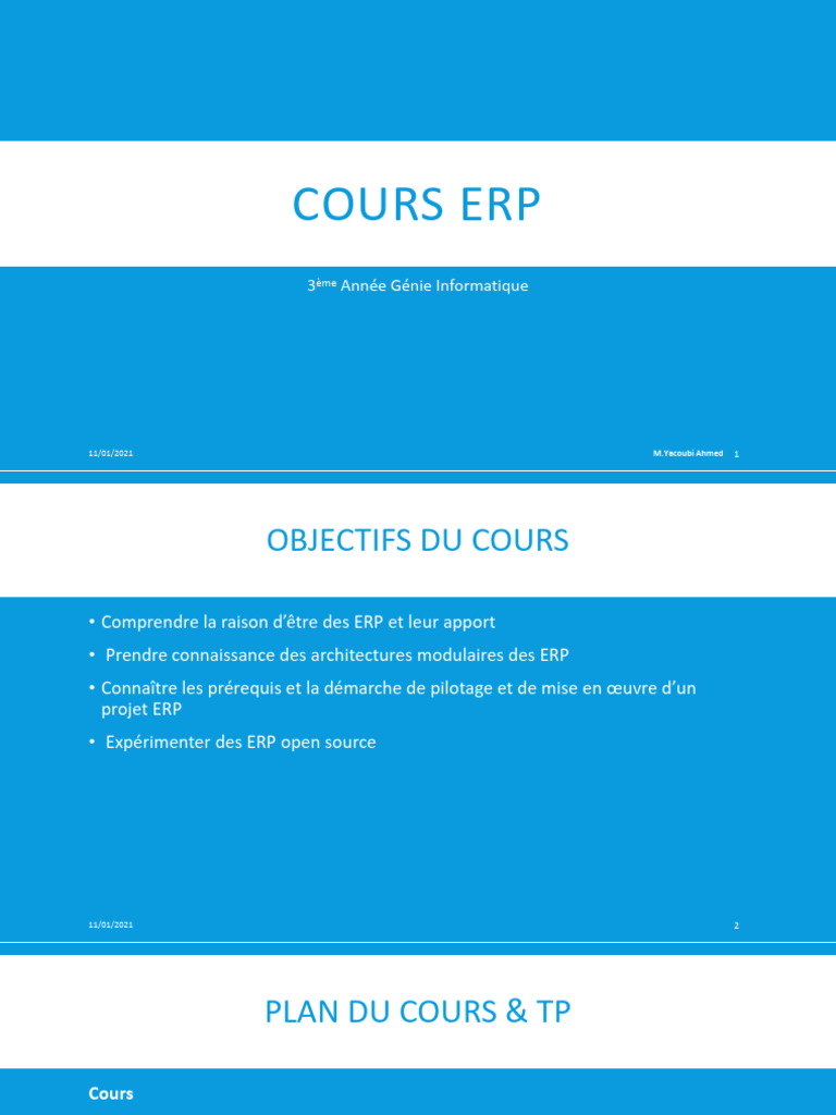 Cours sur les ERP en Génie Informatique | PDF | Progiciel de gestion ...