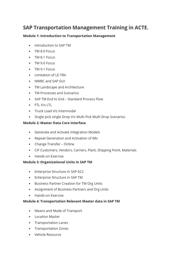 SAP Transportation Management Training Guide | PDF | Information ...