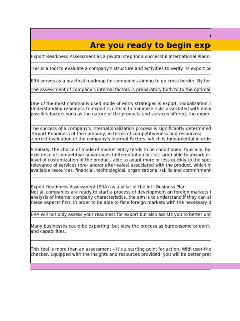 Export Readiness Assessment Guide | PDF | Occupational Safety And ...