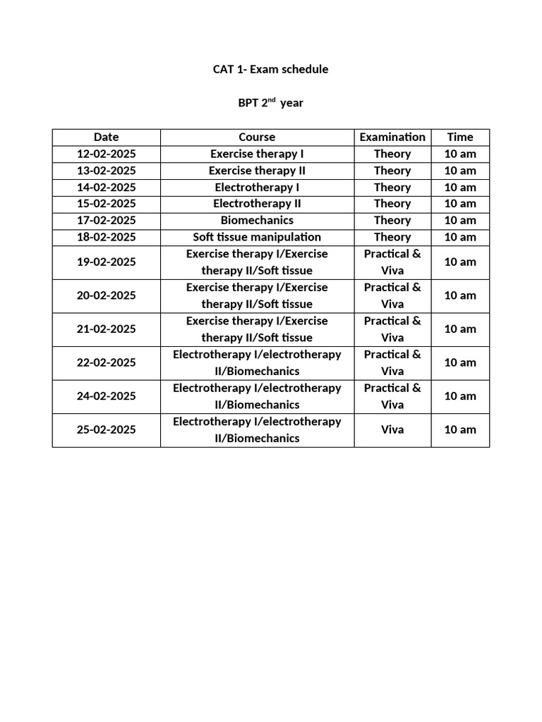 BPT 2nd Year Exam Schedule 2025 | PDF | Chess Theory | Chess