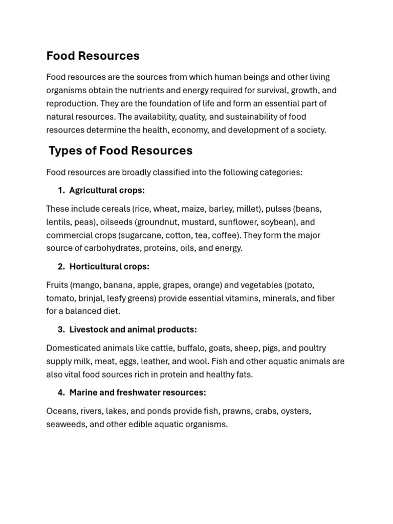 Overview of Food Resources and Challenges | PDF | Agriculture | Foods