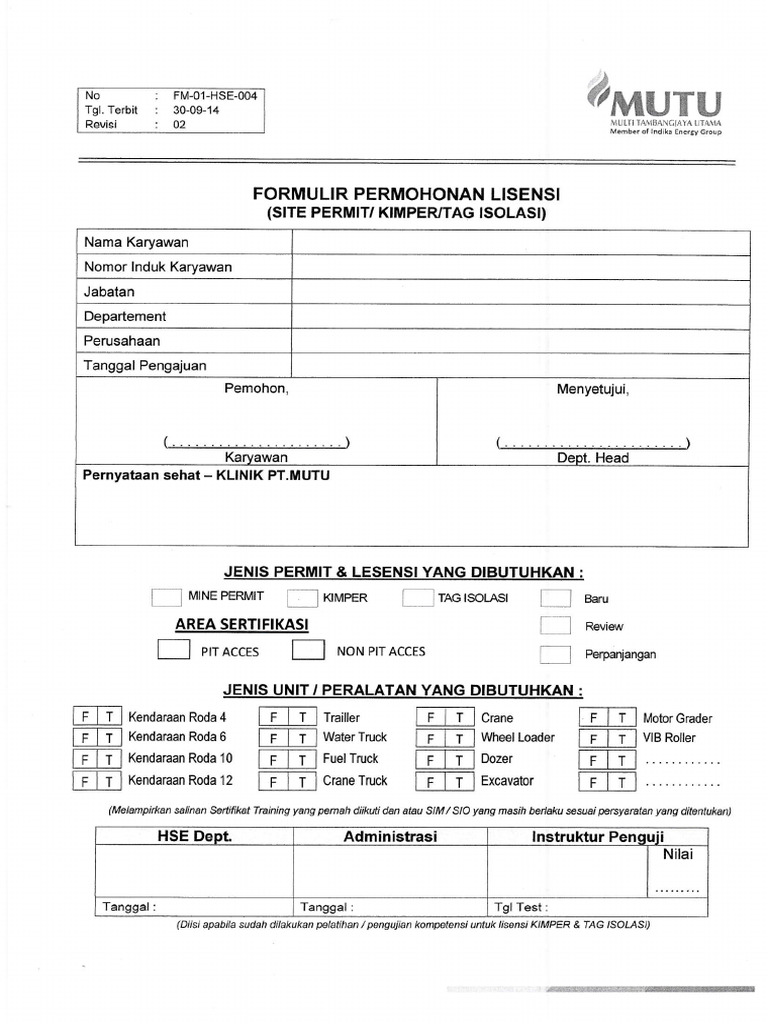 Form Pembuatan Mine Permit - New | PDF