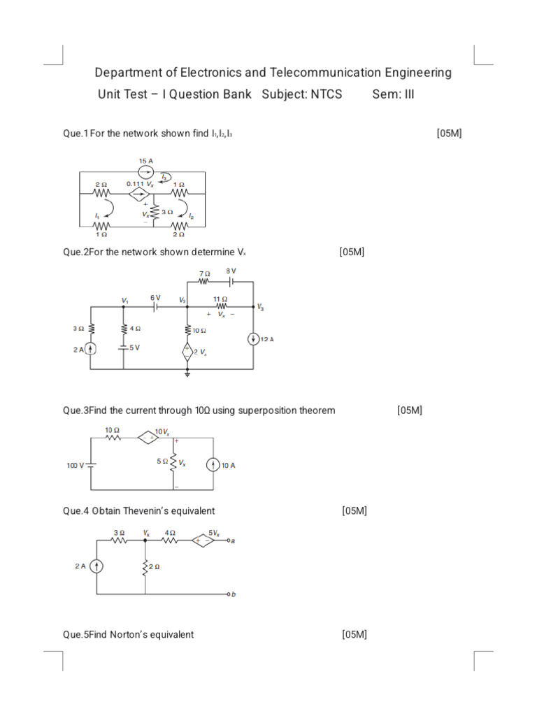 NTCS UT 1 Question Bank Modified | PDF