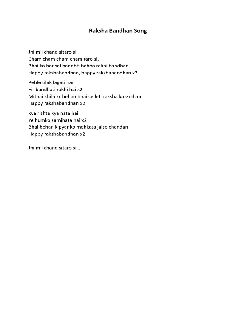Raksha Bandhan Song Lyrics | PDF