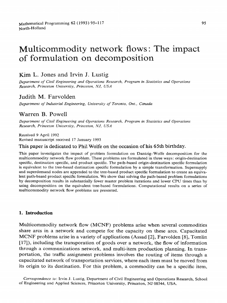 Impact of Formulation on MCNF Decomposition | PDF | Linear Programming ...