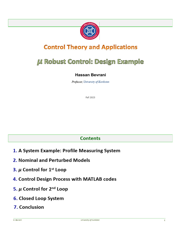 L15 Mu Robust Control Design Example | PDF | Control Theory | Mechanics