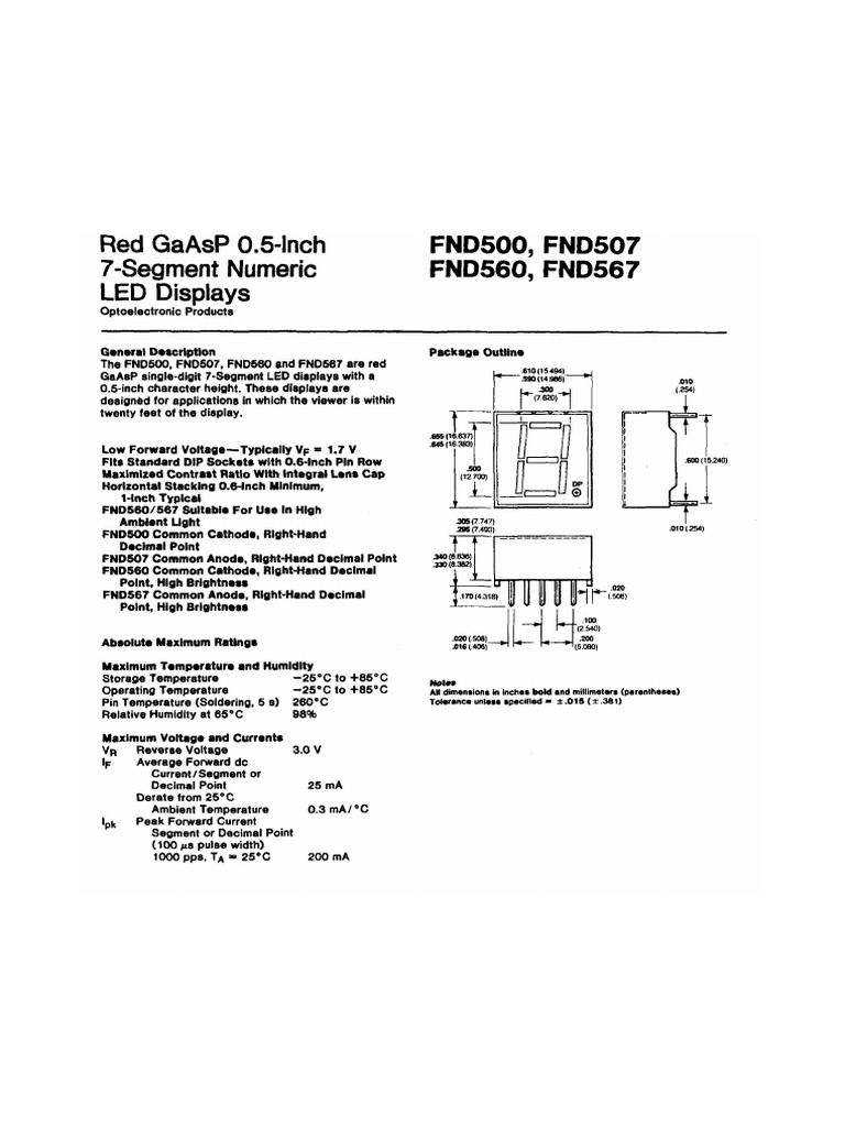 FND500/FND507 LED Display Datasheet | PDF | Electronics | Electrical ...