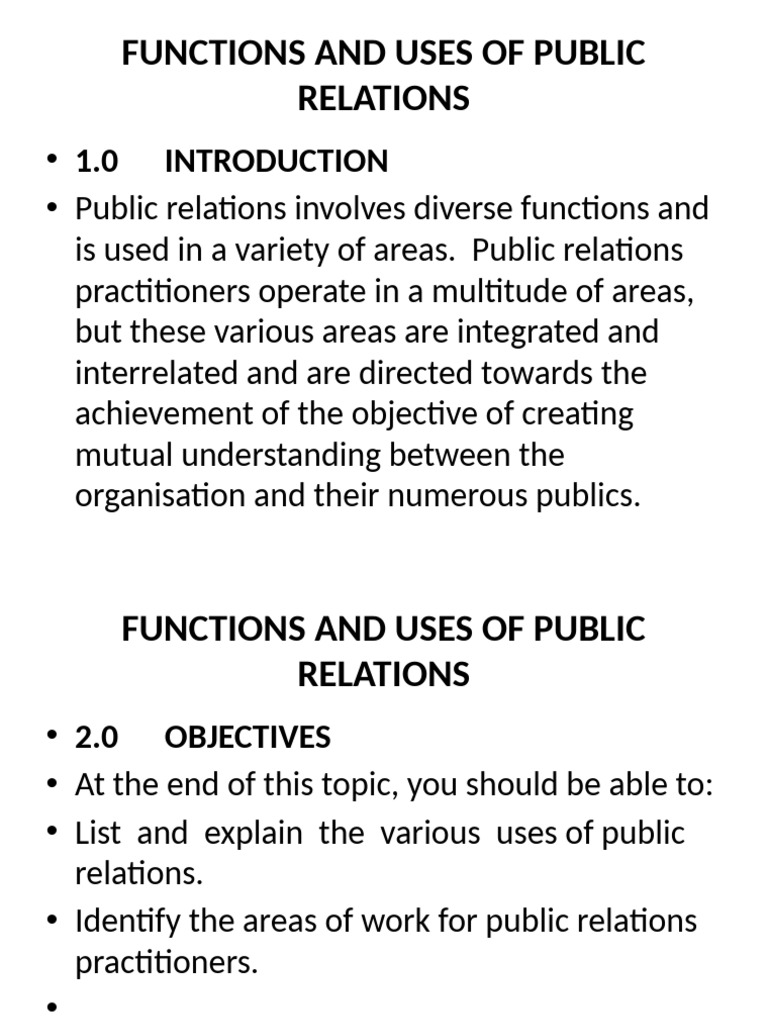 Functions and Uses of Public Relations | PDF | Public Relations ...