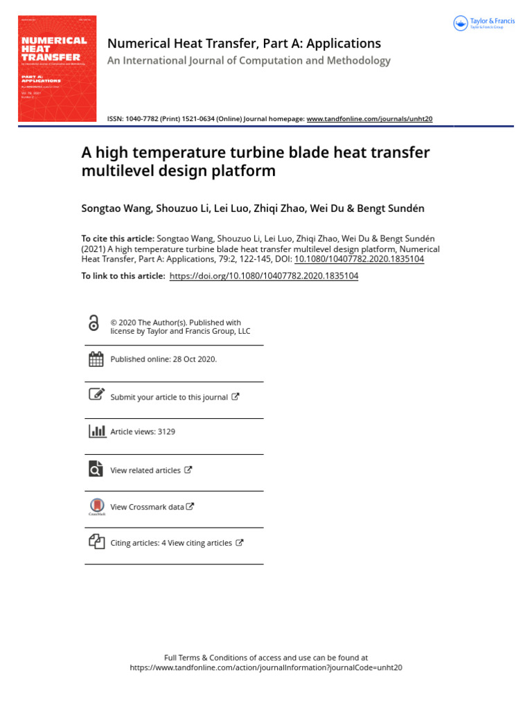 Turbine Blade Heat Transfer Design Platform | PDF | Heat Transfer | Turbine