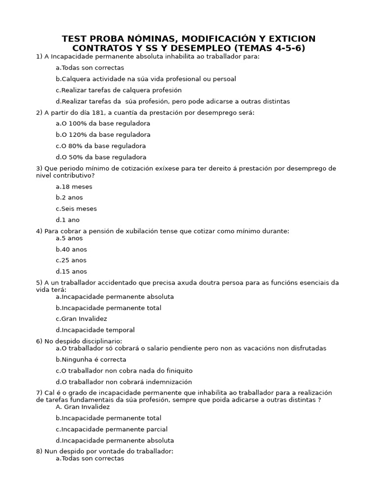 Test Tema 4 - 5 - 6 | PDF
