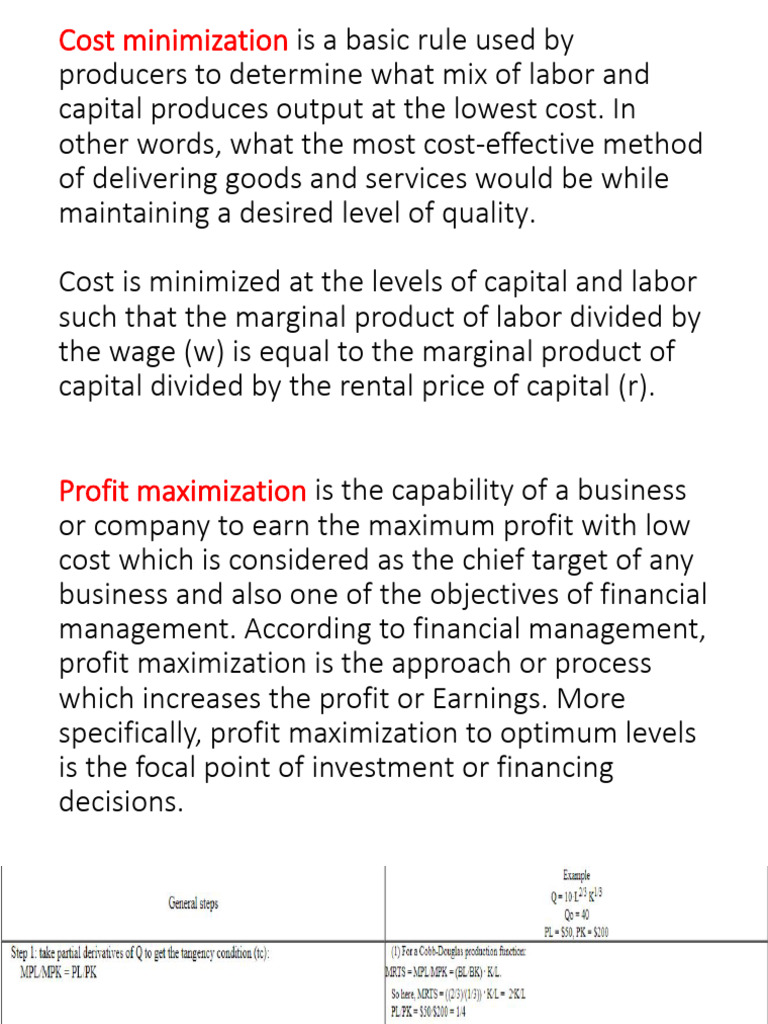 Cost Minimization in Production | PDF