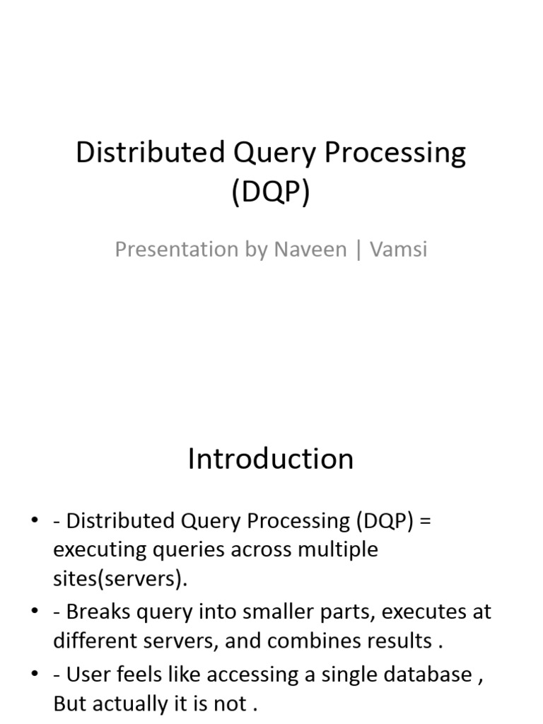Overview of Distributed Query Processing | PDF