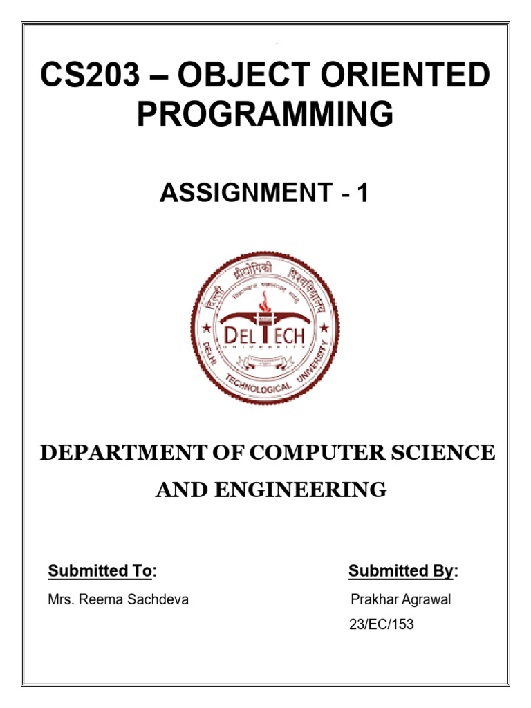 CS203 Assignment 1: OOP Basics | PDF