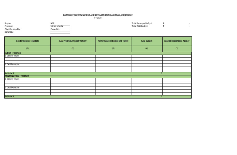 Pasay City - Barangay GPB Template | PDF