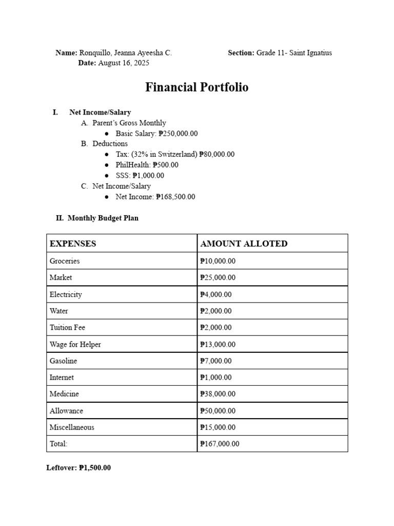 Financial Portfolio and Budget Analysis | PDF