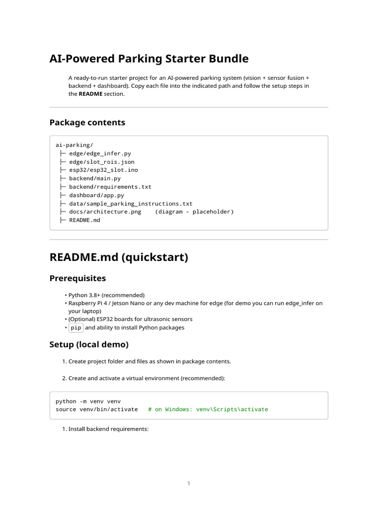 AI Parking System Starter Kit | PDF | Computing