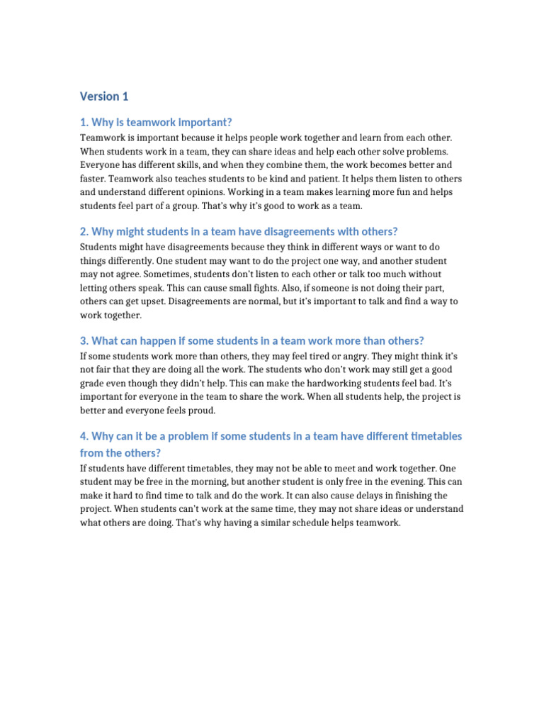 Importance of Teamwork in Education | PDF