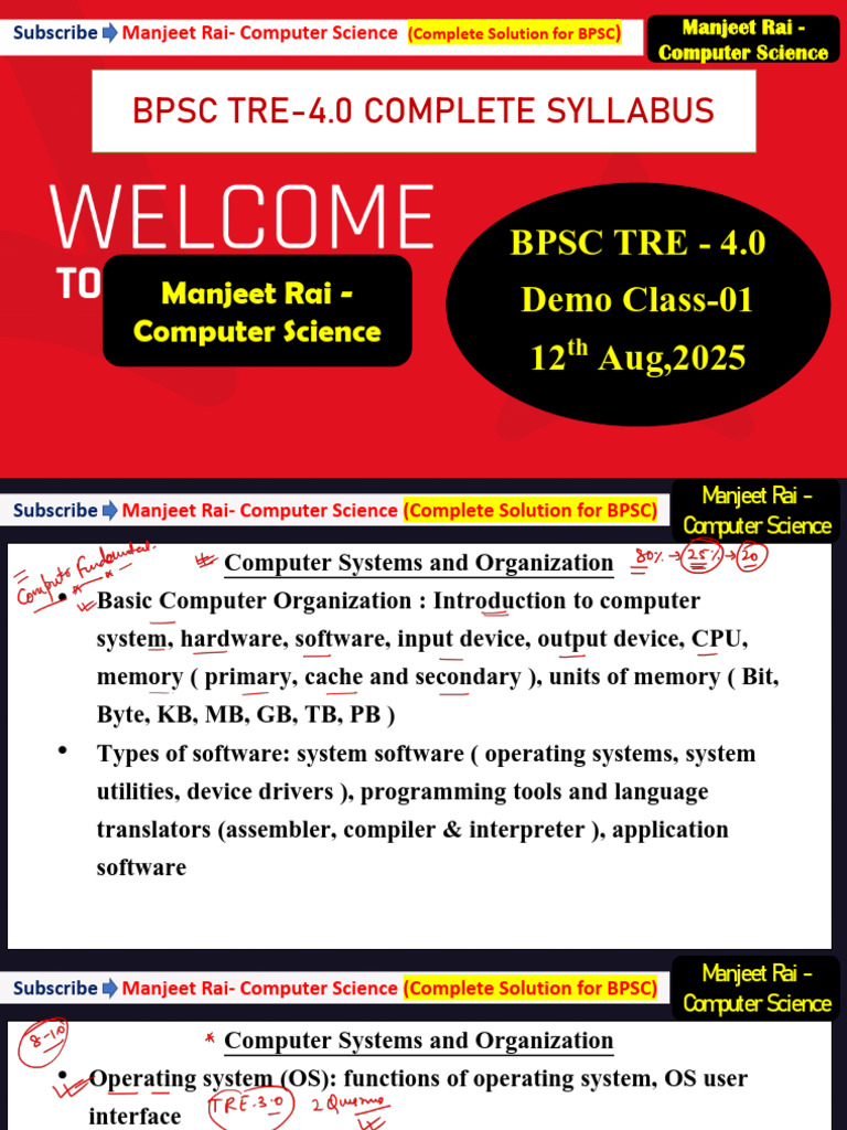 BPSC TRE 4.0 Computer Science Syllabus | PDF | Databases | Computer Network