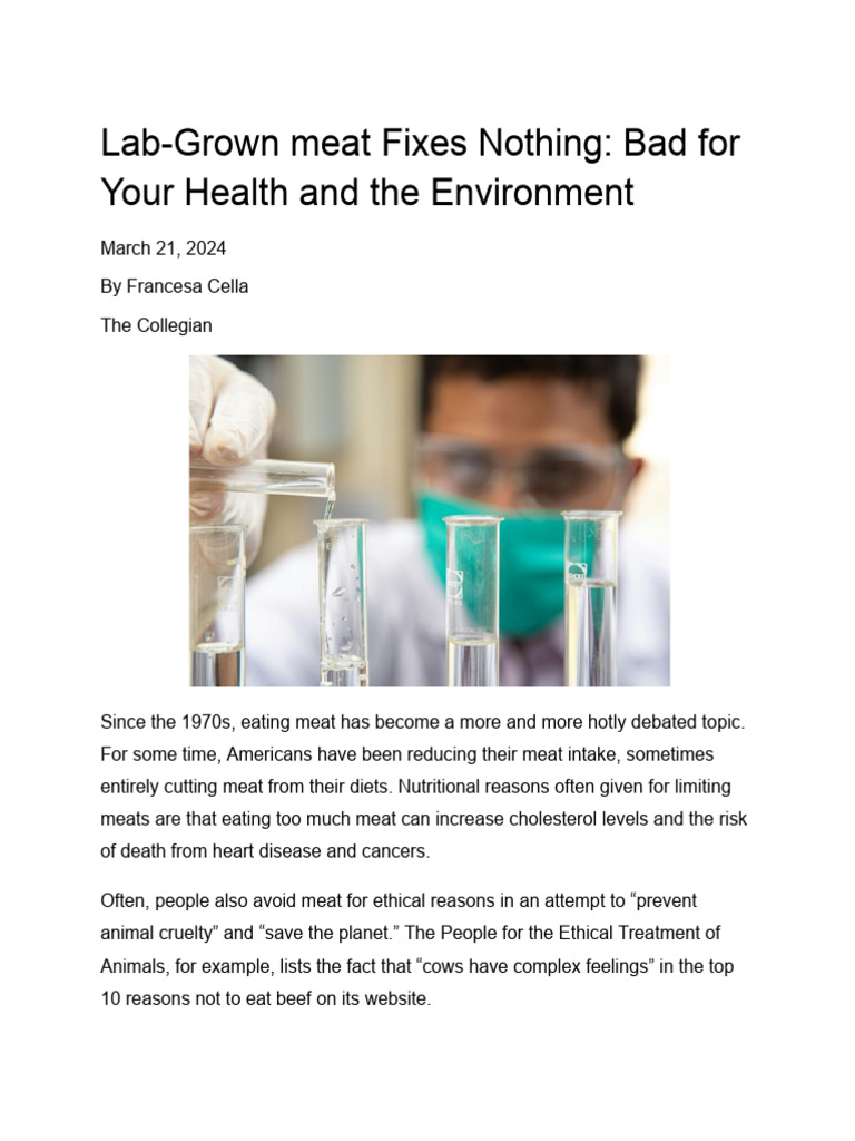 Lab-Grown Meat: Health and Ethics Concerns | PDF | Meat | Diet (Nutrition)