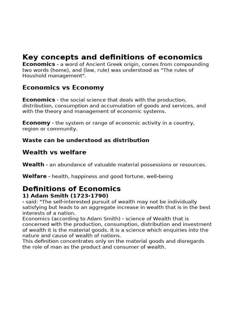 Key Concepts in Economics Explained | PDF | Economic Equilibrium ...
