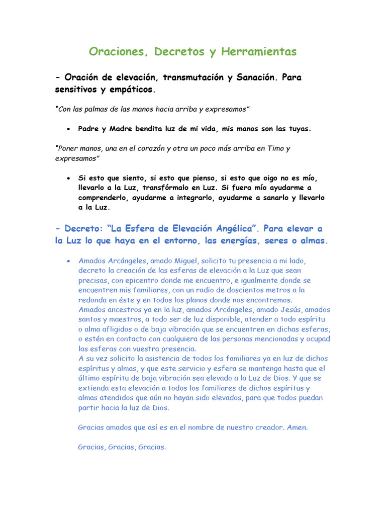 Oraciones y Decretos de Sanación Espiritual | PDF | Amor | María, madre ...