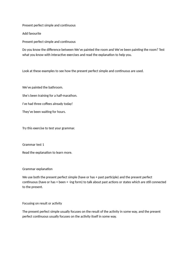 Present Perfect Simple vs Continuous Guide | PDF