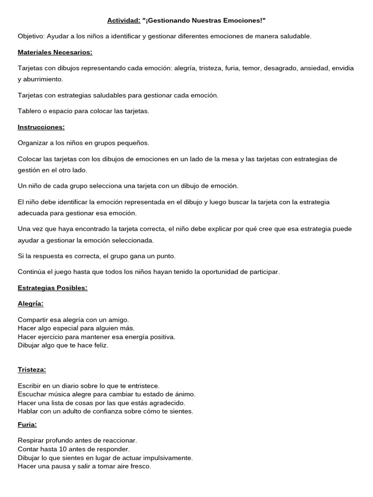 Gestión Emocional para Niños | PDF | Las emociones | Envidia