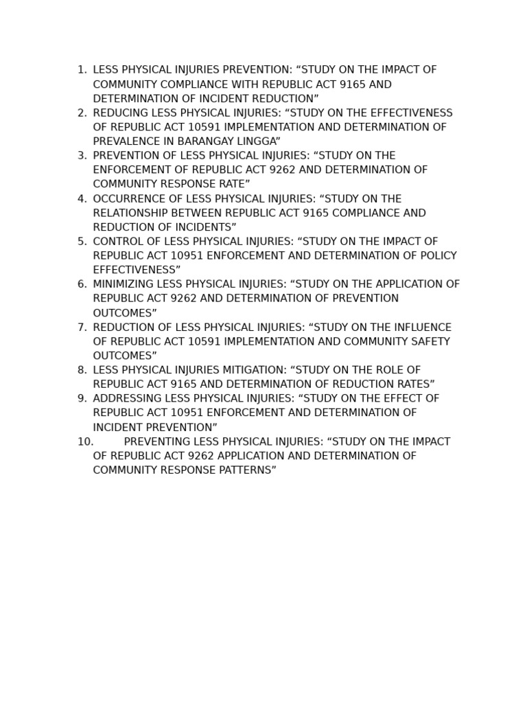 Less Physical Injuries Prevention | PDF