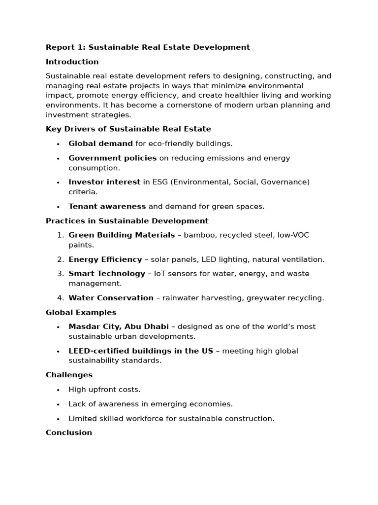 Sustainable Real Estate Development Insights | PDF