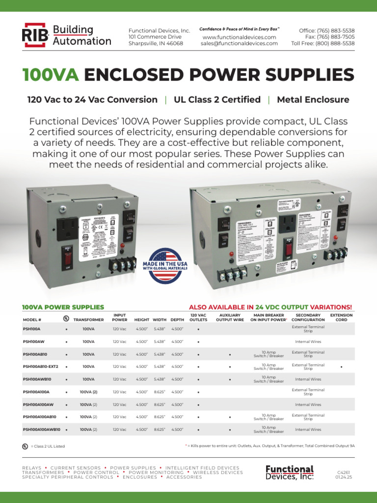 100VA UL Class 2 Power Supplies | PDF | Power Supply | Manufactured Goods