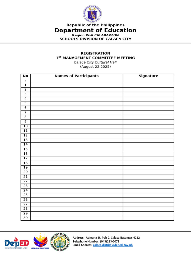 Calaca City DepEd Management Meeting | PDF