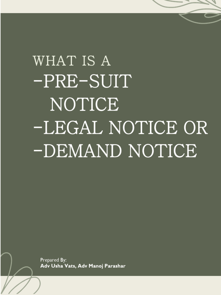 Pre-Suit Notice: Essential Guide | PDF | Lawsuit | Settlement (Litigation)
