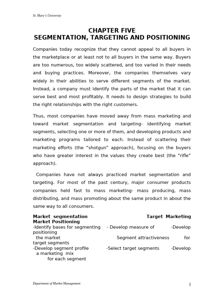 Market Segmentation and Targeting Strategies | PDF | Marketing | Market ...