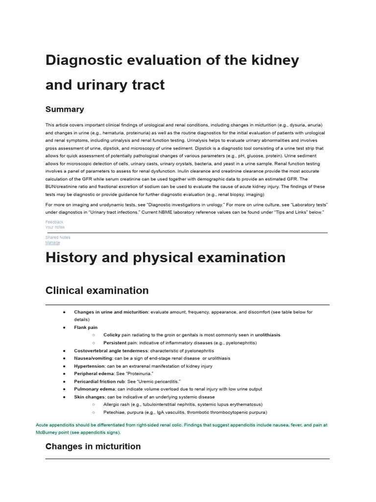 Kidney and Urinary Tract Evaluation | PDF | Creatinine | Kidney