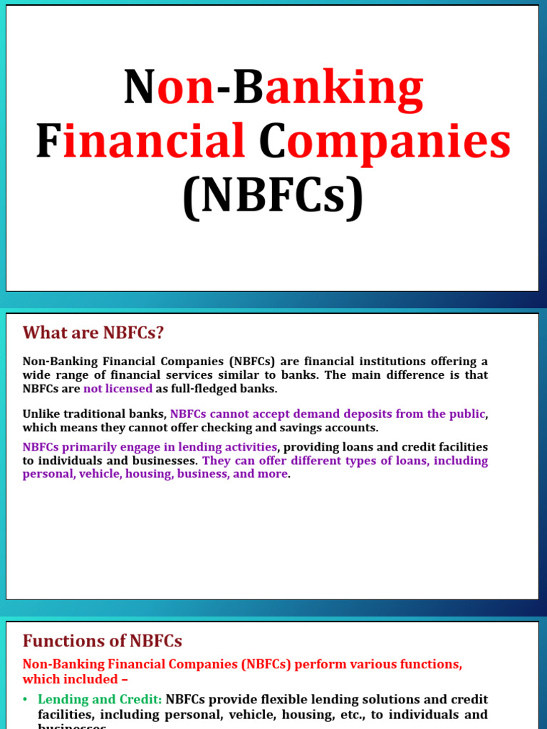 Functions and Roles of NBFCs | PDF | Non Bank Financial Institution | Banks