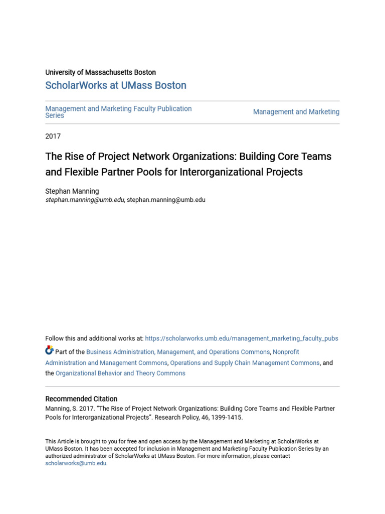 Project Network Organizations Explained | PDF | Innovation ...