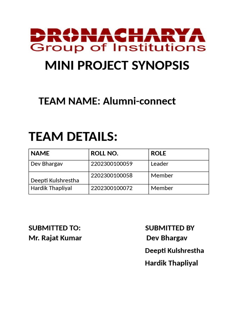 Synopsis Format (Filled) | PDF