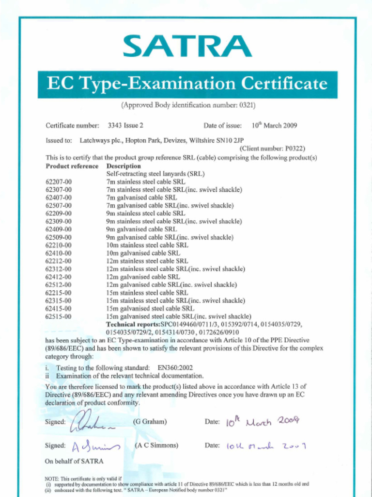 Standard SRL EC Type Examination Cert | PDF