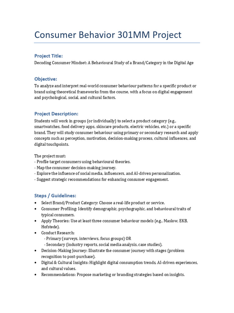 Consumer Behaviour Course Project Complete | PDF | Consumer Behaviour ...