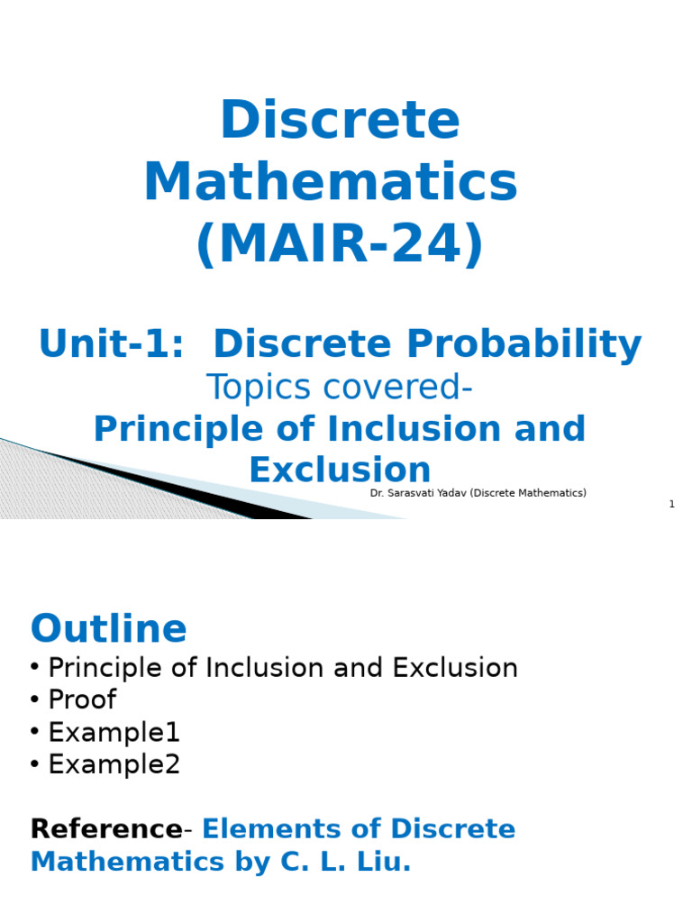 Principle of Inclusion and Exlusion by Dr. Sarasvati Yadav | PDF ...