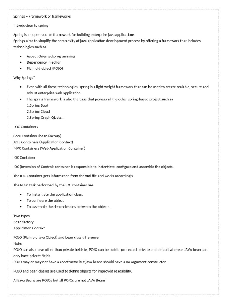 Introduction to Spring Framework Basics | PDF | Spring Framework ...