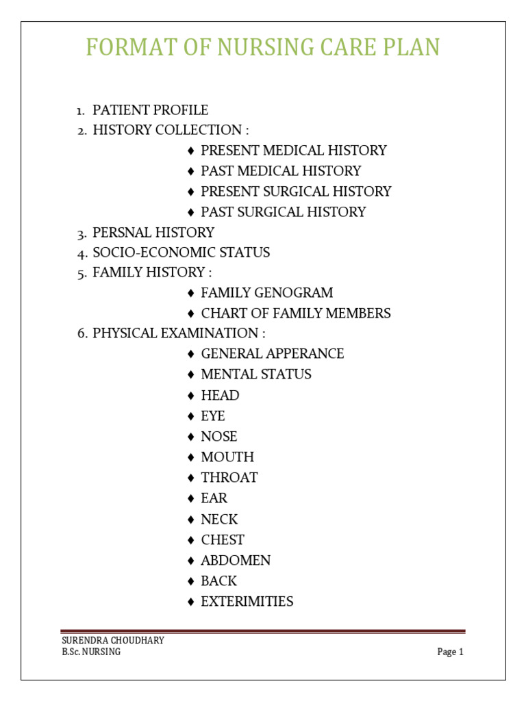 Nursing Care Plan Format Guide | PDF