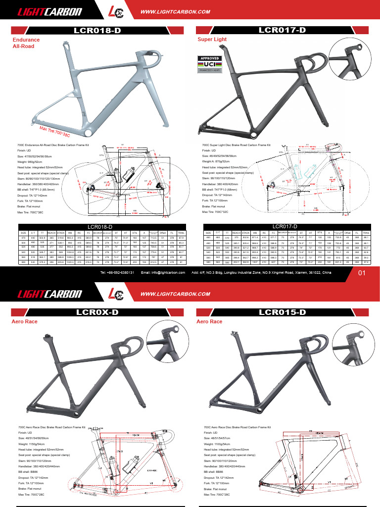 Lightcarbon LCR018-D Frame Specifications | PDF | Human Powered ...