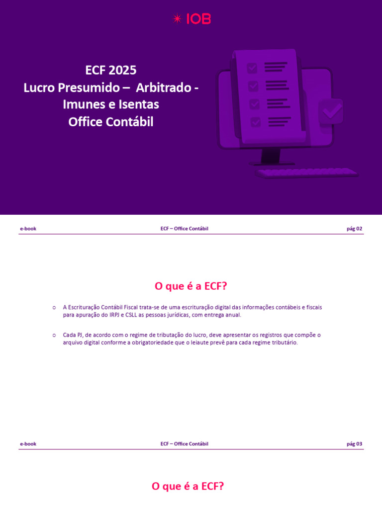 Guia Completo ECF 2025: Lucro Presumido | PDF | Imposto de Renda ...