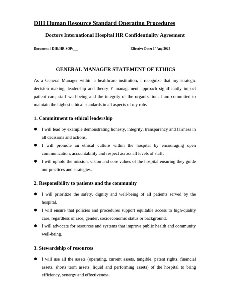 Director Statement of Ethics | PDF | Human Resource Management ...