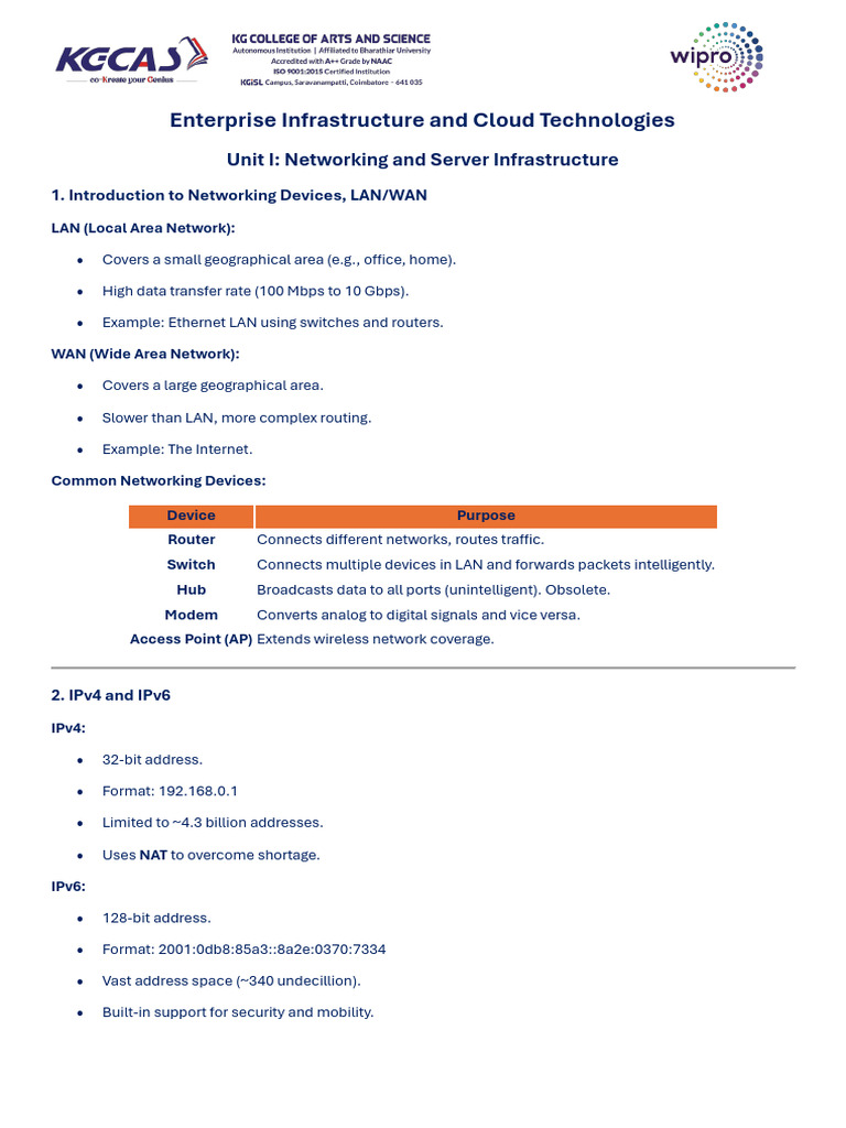 Networking and Server Infrastructure Overview | PDF | Computer Network ...